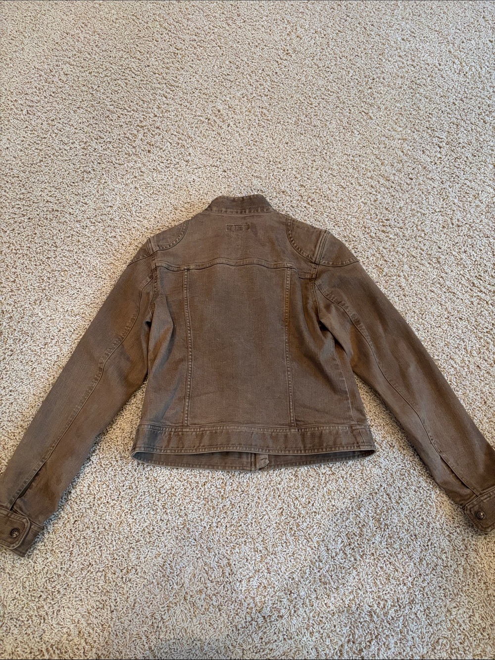 Ralph Lauren Taupe Utility Jean Jacket with leather trim - Picture 4 of 5